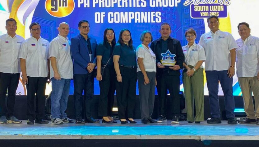 IN PHOTO: Leading the awarding ceremony are  Atty. Marianne Reyna Lina-Cruz, P.A. Properties CEO & President,  Peter Jude T. Alvarez, P.A. Properties Director, Lelito Flores, P.A. Properties Chief Finance Officer, and Evelyn Buco, P.A. Properties VP for Collections & Loans Processing, who proudly received the recognition on behalf of P.A. Properties at the Pag-IBIG Star Awards 2025.